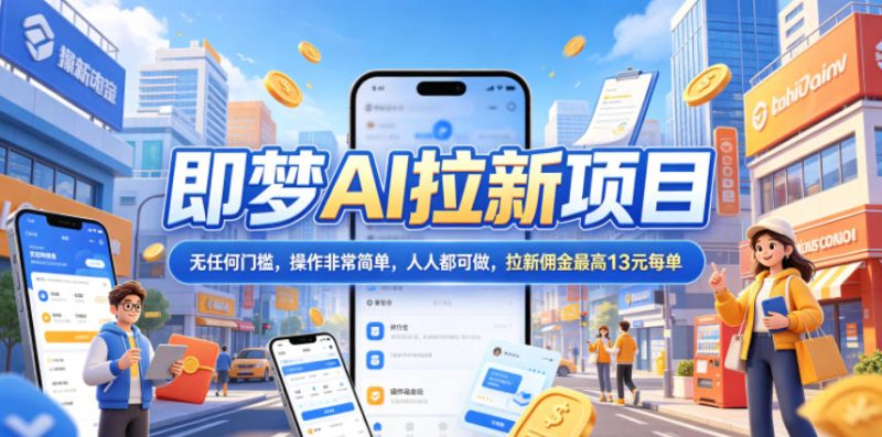 2026年即梦AI拉新项目最新玩法，无任何门槛，操作非常简单，人人都可做，拉新佣金最高13元每单 - 严选资源大全 - 严选资源大全