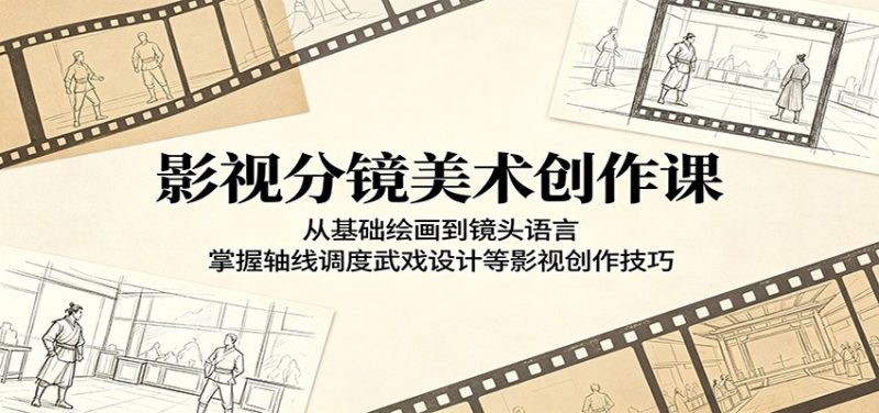 影视分镜美术创作课:从基础绘画到镜头语言,掌握轴线调度武戏设计等影视创作技巧 - 严选资源大全 - 严选资源大全
