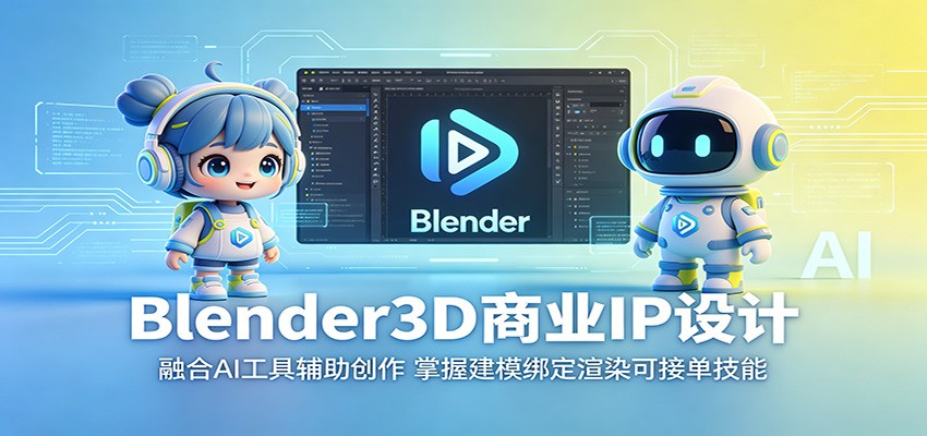 Blender3D商业IP设计：融合AI工具辅助创作，掌握建模绑定渲染可接单技能 - 严选资源大全