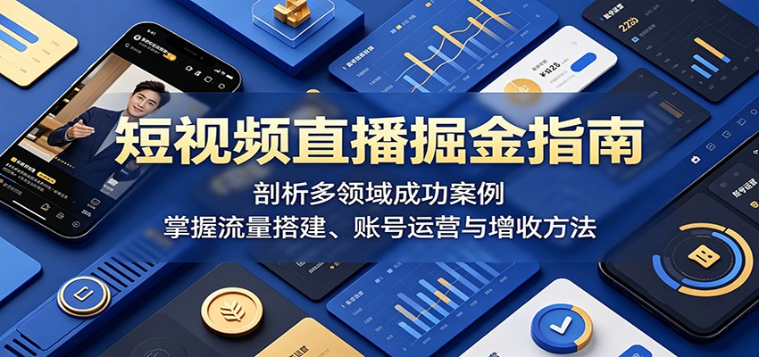 短视频直播掘金指南：剖析多领域成功案例，掌握流量搭建、账号运营与增收方法 - 严选资源大全