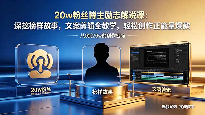20w粉丝博主励志解说课：深挖榜样故事，文案剪辑全教学，轻松创作正能量爆款 - 严选资源大全