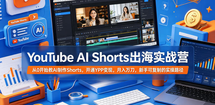 YouTube AI Shorts出海实战营,从0开始教AI制作Shorts,开通YPP变现,月入万刀,新手可复制的实操路径 - 严选资源大全