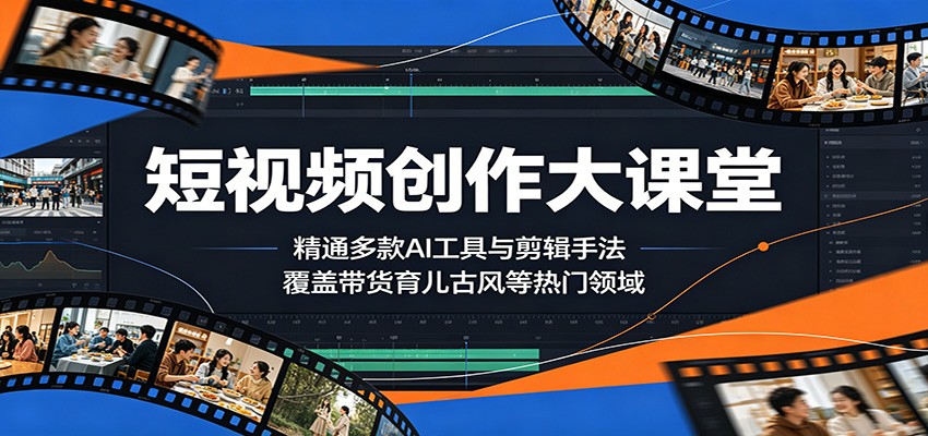 短视频创作大课堂：精通多款AI工具与剪辑手法，覆盖带货、育儿、古风等热门领域 - 严选资源大全