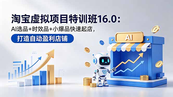 淘宝虚拟项目特训班16.0：AI选品+时效品+小爆品快速起店，打造自动盈利店铺 - 严选资源大全