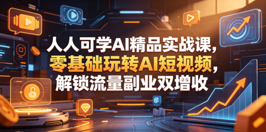 人人可学AI精品实战课，零基础玩转AI短视频，解锁流量副业双增收 - 严选资源大全