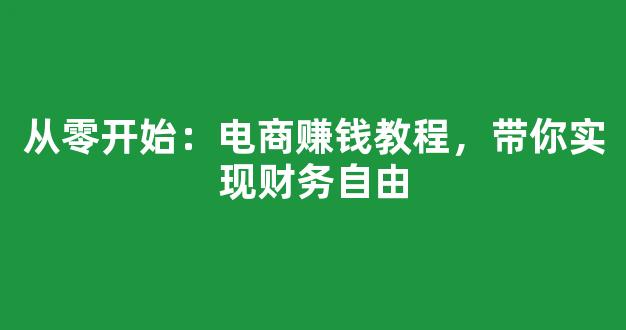 从零开始：电商赚钱教程，带你实现财务自由 - 严选资源大全