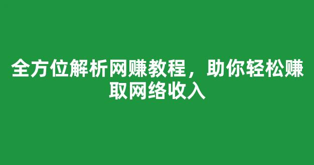 全方位解析网赚教程，助你轻松赚取网络收入 - 严选资源大全