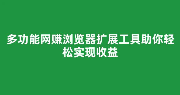 多功能网赚浏览器扩展工具助你轻松实现收益 - 严选资源大全