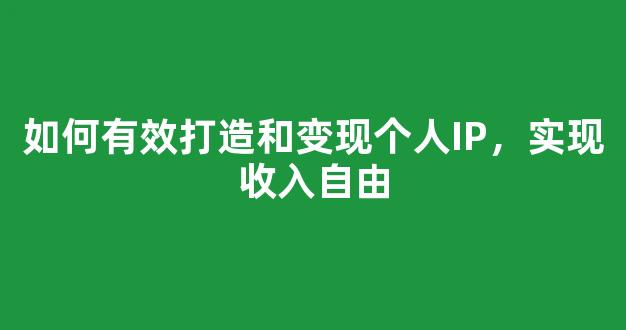 如何有效打造和变现个人IP，实现收入自由 - 严选资源大全