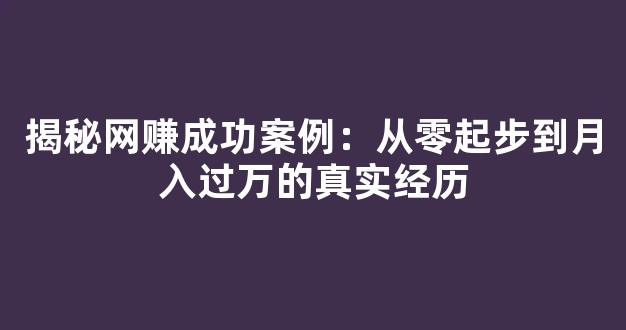 揭秘网赚成功案例：从零起步到月入过万的真实经历 - 严选资源大全