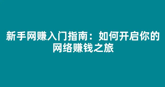 新手网赚入门指南：如何开启你的网络赚钱之旅 - 严选资源大全