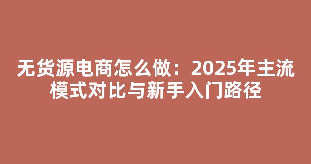 无货源电商怎么做：2025年主流模式对比与新手入门路径 - 严选资源大全