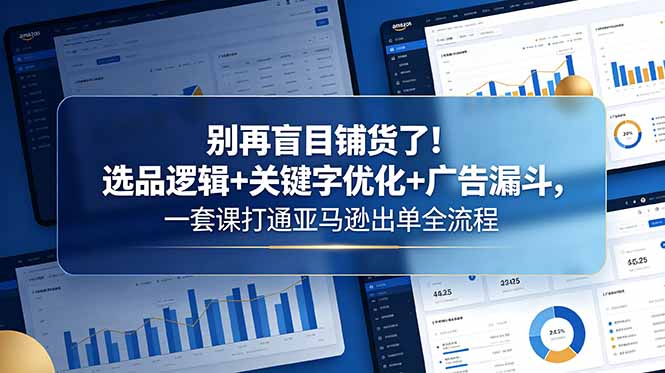 别再盲目铺货了！选品逻辑+关键字优化+广告漏斗，一套课打通亚马逊出单全流程 - 严选资源大全