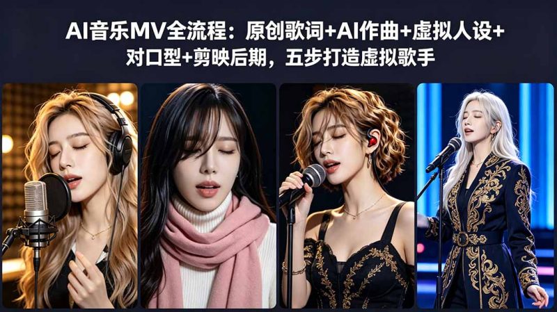 AI音乐MV全流程:原创歌词+AI作曲+虚拟人设+对口型+剪映后期,五步打造虚拟歌手 - 严选资源大全 - 严选资源大全