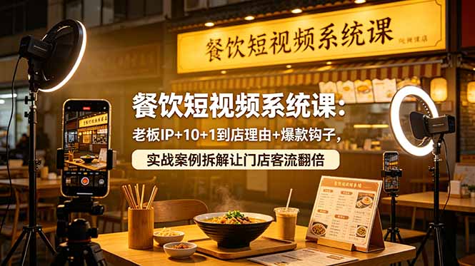 餐饮短视频系统课：老板IP+10+1到店理由+爆款钩子，实战案例拆解让门店客流翻倍 - 严选资源大全