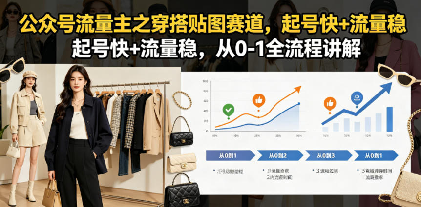 公众号流量主之穿搭贴图赛道，起号快+流量稳，从0-1全流程讲解 - 严选资源大全