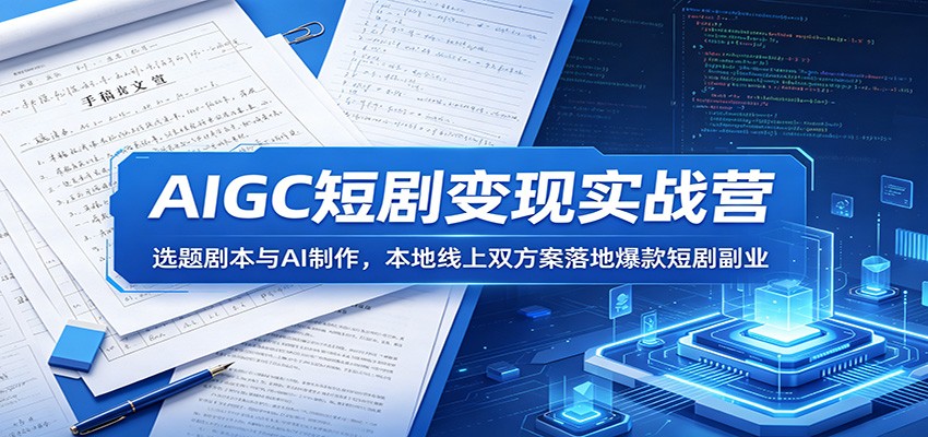 AIGC短剧变现实战营：选题剧本与AI制作，本地线上双方案落地爆款短剧副业 - 严选资源大全
