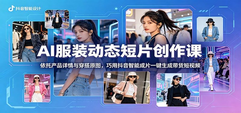 AI服装动态短片创作课：依托产品详情与穿搭原图，巧用抖音智能成片一键生成带货短视频 - 严选资源大全 - 严选资源大全