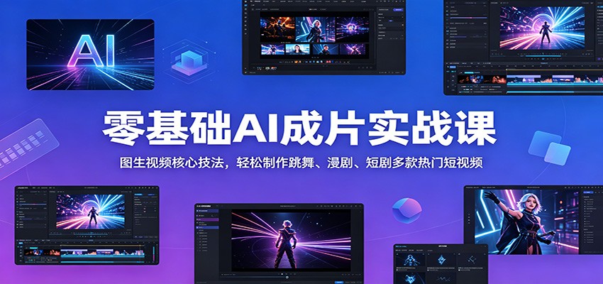 零基础AI成片实战课：图生视频核心技法，轻松制作跳舞、漫剧、短剧多款热门短视频 - 严选资源大全