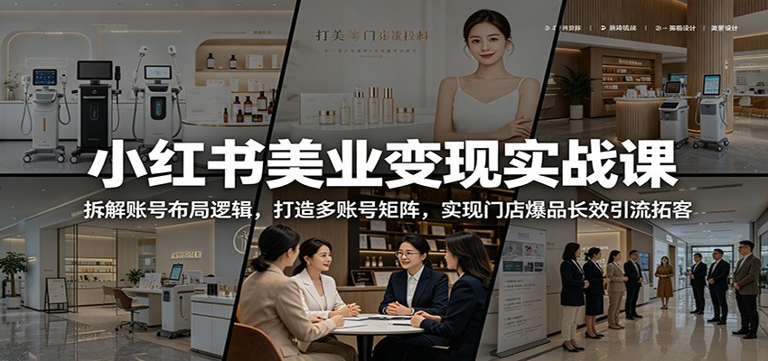 小红书美业变现实战课：拆解账号布局逻辑，打造多账号矩阵，实现门店爆品长效引流拓客 - 严选资源大全
