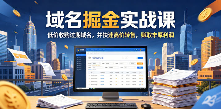 域名交易掘金实战课，低价收购过期域名，并快速高价转售，賺取丰厚利润【原创双语字幕】 - 严选资源大全