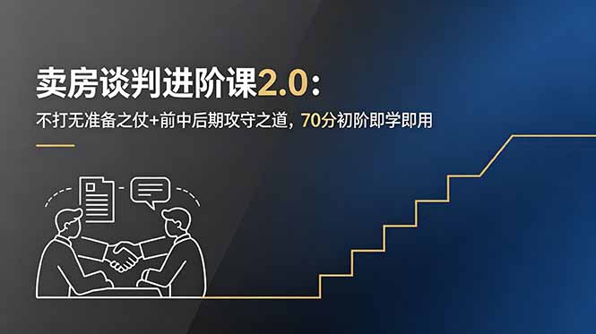 卖房谈判进阶课2.0:不打无准备之仗+前中后期攻守之道,70分初阶即学即用 - 严选资源大全