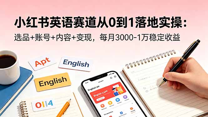 小红书英语赛道从0到1落地实操:选品+账号+内容+变现,每月3000-1万稳定收益 - 严选资源大全