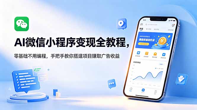AI微信小程序变现全教程,零基础不用编程,手把手教你搭建项目赚取广告收益 - 严选资源大全