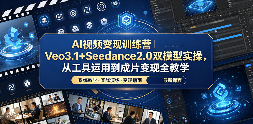 AI视频变现训练营|Veo3.1+Seedance2.0双模型实操,从工具运用到成片变现全教学 - 严选资源大全