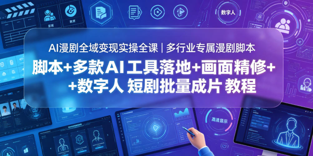 AI漫剧全域变现实操全课｜多行业专属漫剧脚本+多款AI工具落地+画面精修+数字人短剧批量成片全教程 - 严选资源大全