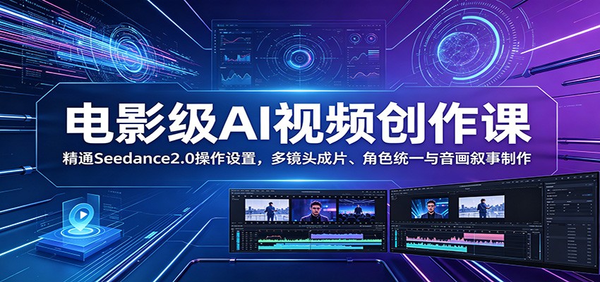 电影级AI视频创作课:精通Seedance2.0操作设置,多镜头成片、角色统一与音画叙事制作 - 严选资源大全