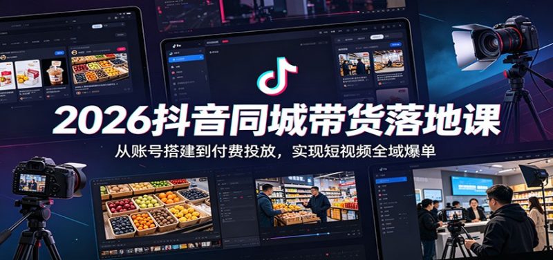 2026抖音同城带货落地课:从账号搭建到付费投放,实现短视频全域爆单 - 严选资源大全 - 严选资源大全