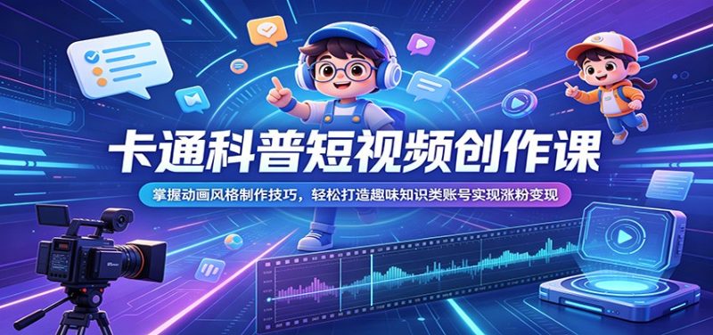 卡通科普短视频创作课:掌握动画风格制作技巧,轻松打造趣味知识类账号实现涨粉变现 - 严选资源大全 - 严选资源大全
