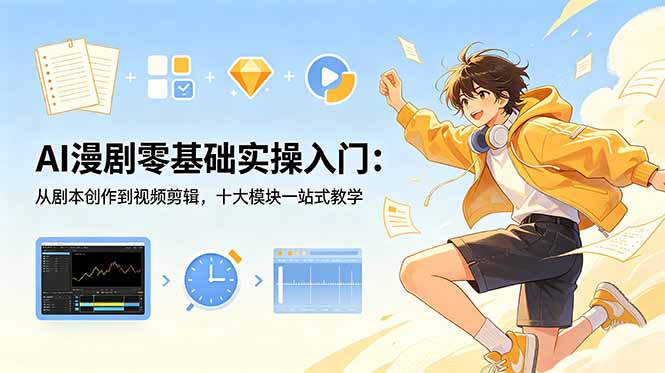 AI漫剧零基础实操入门：从剧本创作到视频剪辑，十大模块一站式教学 - 严选资源大全