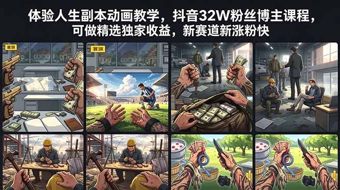 体验人生副本动画教学， 抖音32W粉丝博主课程，可做精选独家收益，新赛道新涨粉快 - 严选资源大全