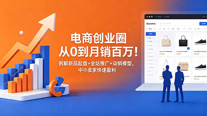 电商创业圈从0到月销百万！拆解新品起盘+全站推广+动销模型，中小卖家快速盈利 - 严选资源大全