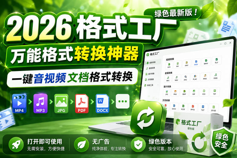 2026格式工厂绿色最新版!万能格式转换神器,一键音视频文档格式转换,打开即可使用,无广告绿色版本 - 严选资源大全