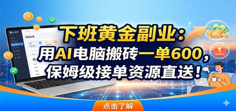 下班黄金副业：用AI电脑搬砖一单600，保姆级接单资源直送！ - 严选资源大全 - 严选资源大全
