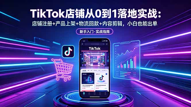 TikTok店铺从0到1落地实战:店铺注册+产品上架+物流回款+内容剪辑,小白也能出单 - 严选资源大全