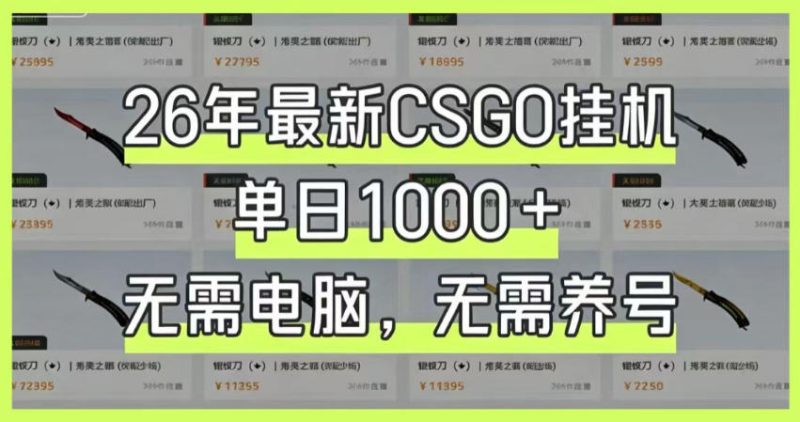 26年最新CSGO挂G系统，单日1000+，无需电脑，无需养号，0基础可上手【揭秘】 - 严选资源大全 - 严选资源大全
