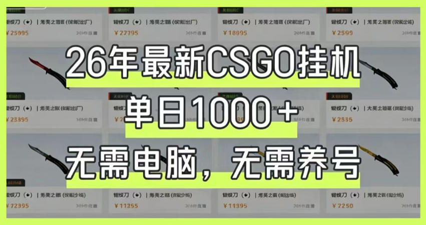 26年最新CSGO挂G系统，单日1000+，无需电脑，无需养号，0基础可上手【揭秘】 - 严选资源大全