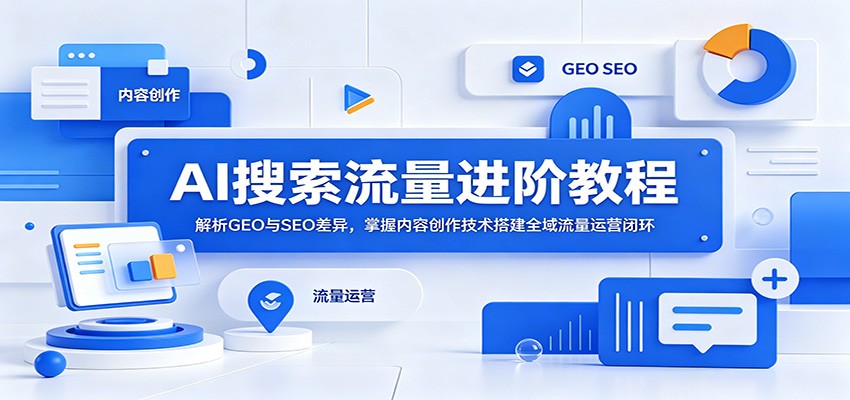 AI搜索流量进阶教程：解析GEO与SEO差异，掌握内容创作技术搭建全域流量运营闭环 - 严选资源大全