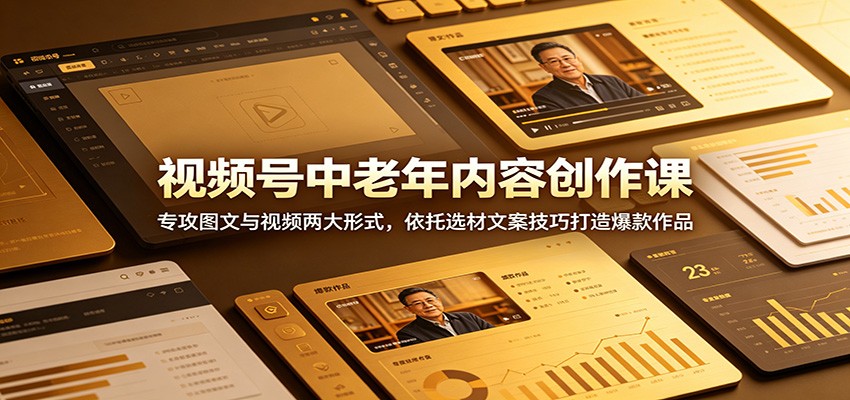 视频号中老年内容创作课：专攻图文与视频两大形式，依托选材文案技巧打造爆款作品 - 严选资源大全