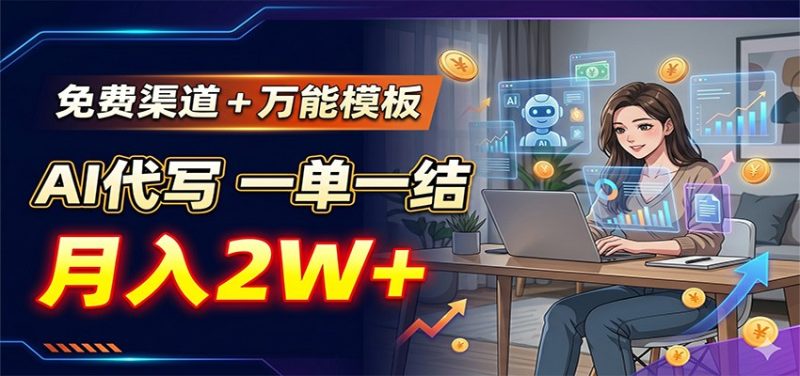 免费渠道+万能模板，AI代写一单一结，月入2W+ - 严选资源大全 - 严选资源大全