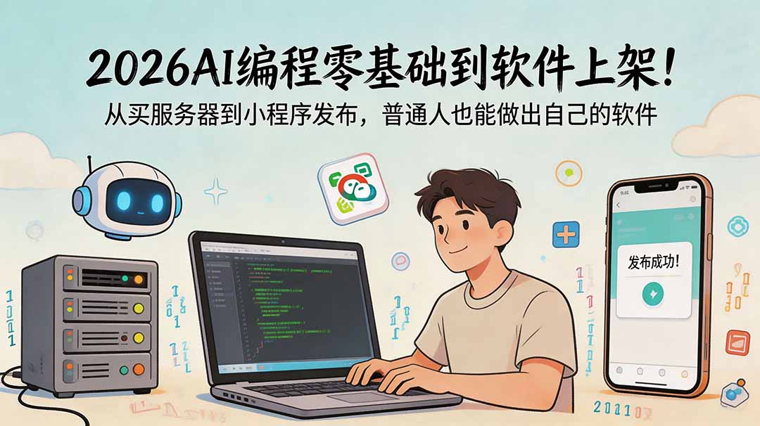 2026AI编程零基础到软件上架!从买服务器到小程序发布,普通人也能做出自己的软件 - 严选资源大全