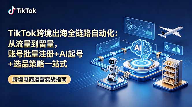 TikTok跨境出海全链路自动化:从流量到留量,账号批量注册+AI起号+选品策略一站式 - 严选资源大全