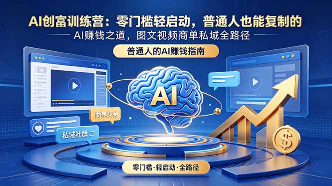 AI创富训练营:零门槛轻启动,普通人也能复制的AI赚钱之道,图文视频商单私域全路径 - 严选资源大全