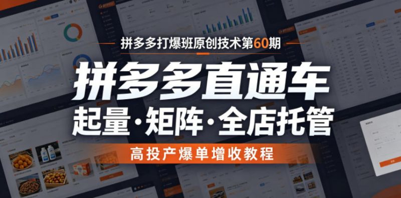 拼多多打爆班原创技术第60期,拼多多直通车,起量・矩阵・全店托管,高投产爆单增收教程 - 严选资源大全 - 严选资源大全