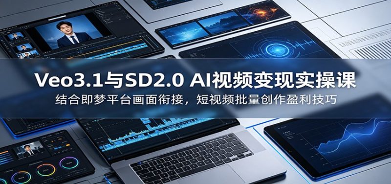 Veo3.1与SD2.0 AI视频变现实操课课:结合即梦平台画面衔接,短视频批量创作盈利技巧 - 严选资源大全 - 严选资源大全