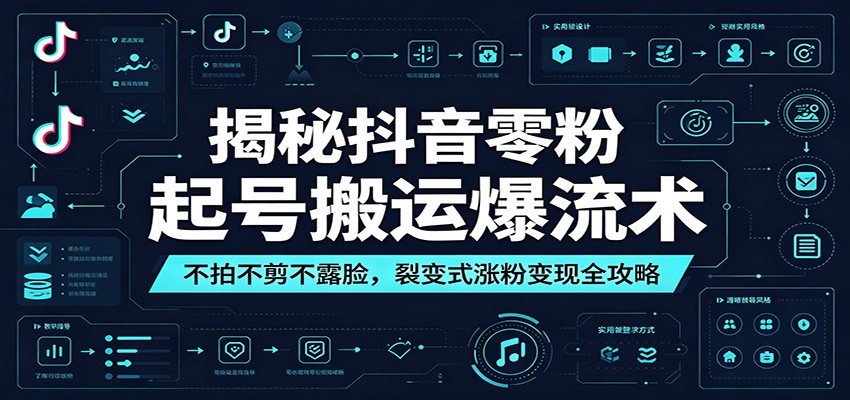 揭秘抖音零粉起号搬运爆流术：不拍不剪不露脸，裂变式涨粉变现全攻略 - 严选资源大全